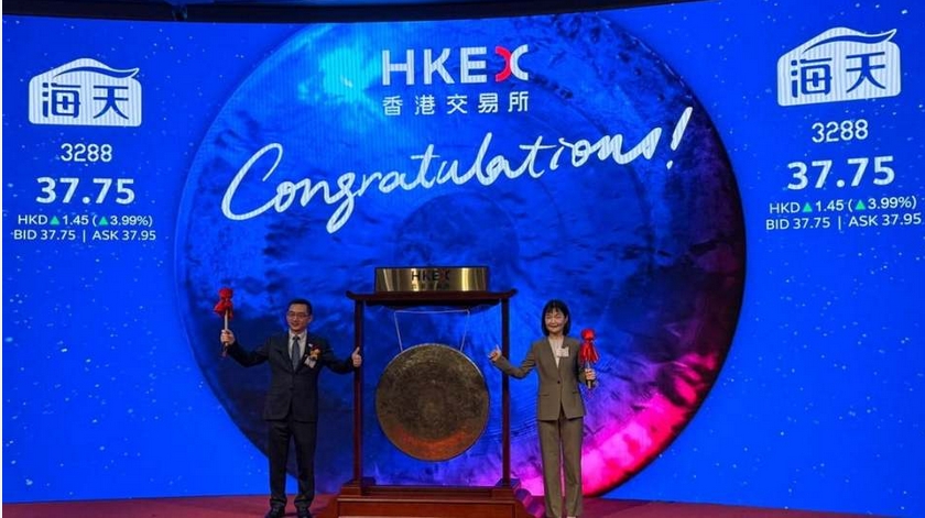 海天首掛「無肉食」 高開逾3%每手賺120元