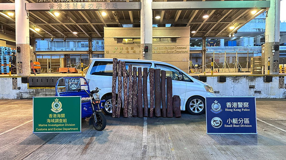 水警海關反走私行動 大澳檢57萬元走私紅木