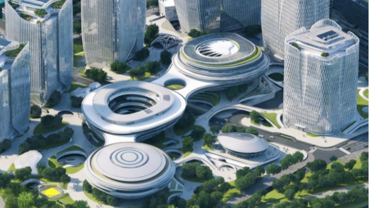 有片丨騰訊總部解鎖 「中央綠脊」 「工作一生活一休閒」無縫轉換立體城市顯現