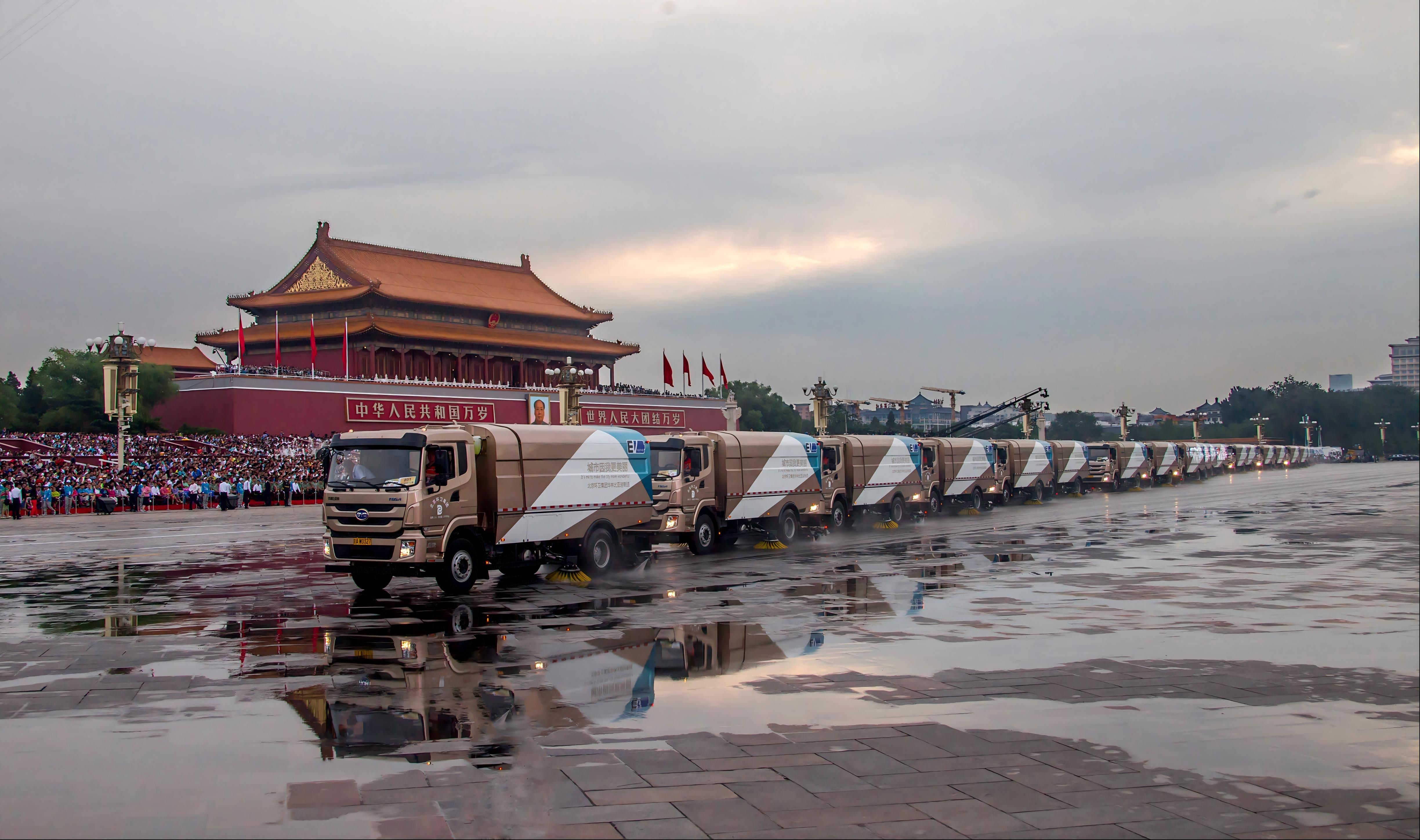 第零方陣！比亞迪純電動環衛車護航九三閱兵