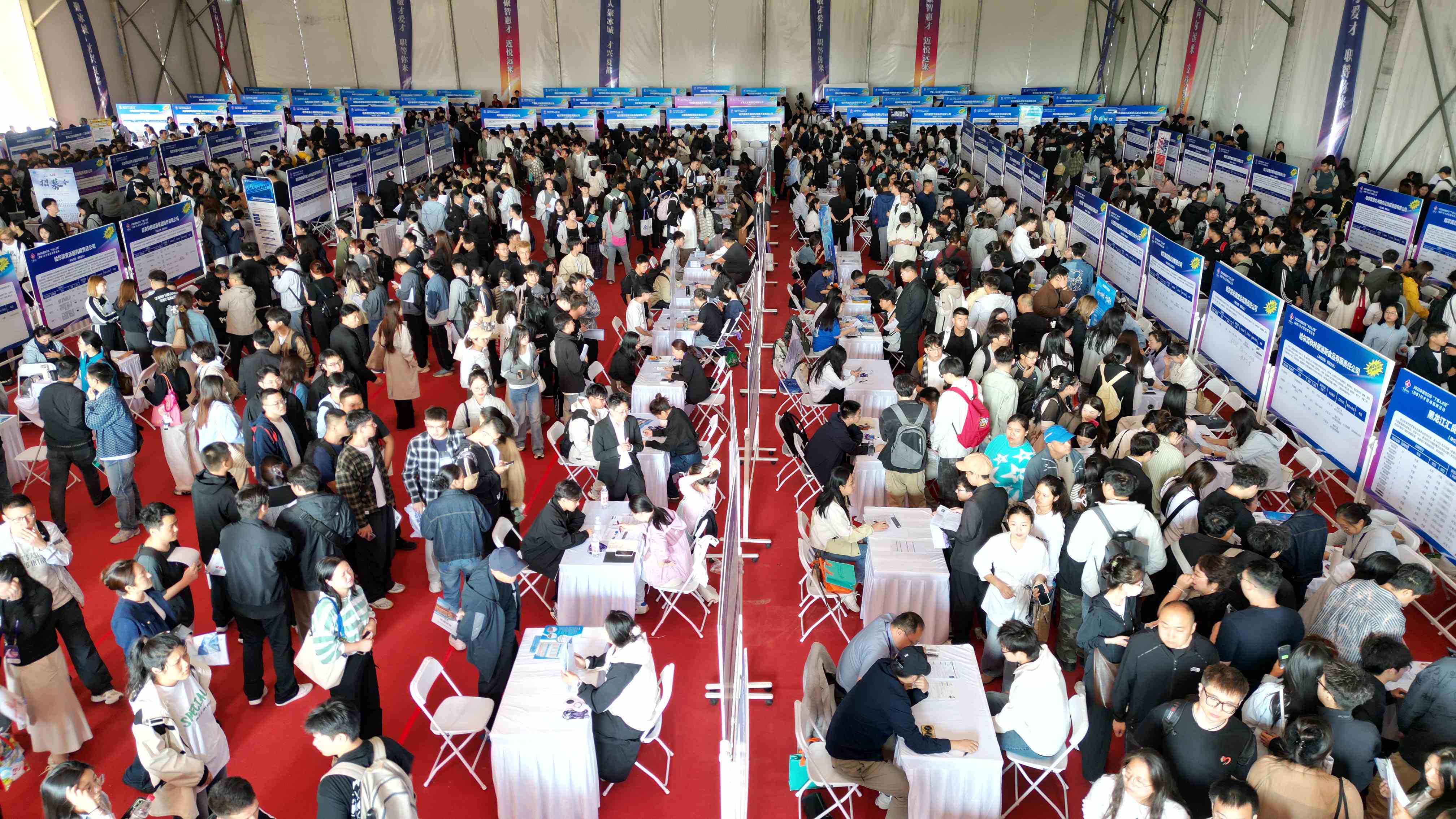 2025年度哈爾濱「丁香人才周」（秋季）引才現場招聘活動在冰雪大世界啟幕