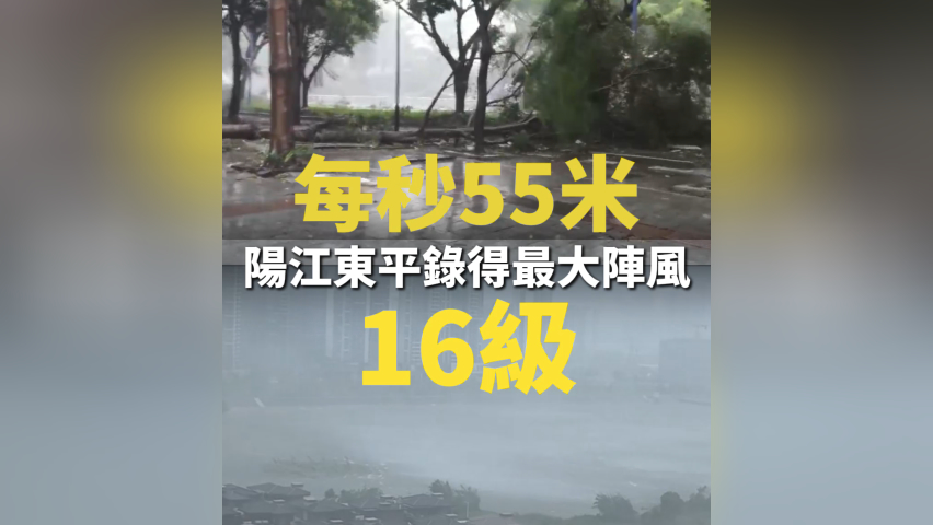 有片丨每秒55米 陽江東平錄得最大陣風16級