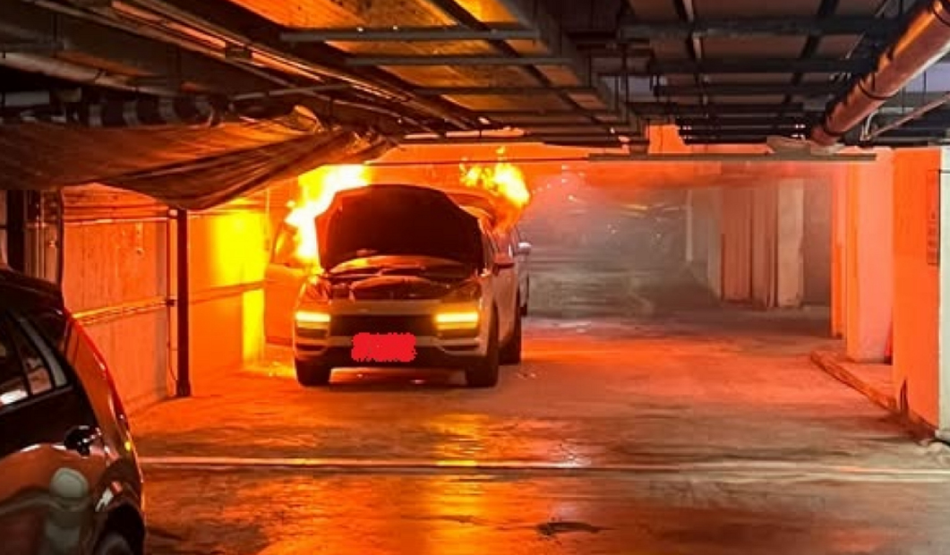 北角私家車停車場自焚 車尾陷火海無人受傷