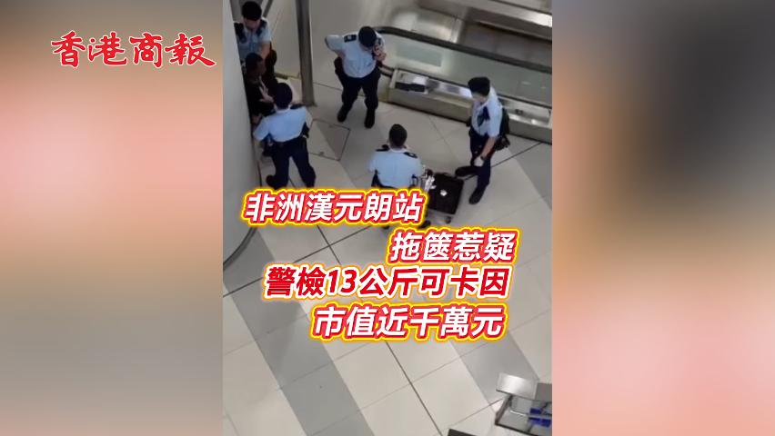有片丨非洲漢元朗站拖篋惹疑 警檢13公斤可卡因 市值近千萬元