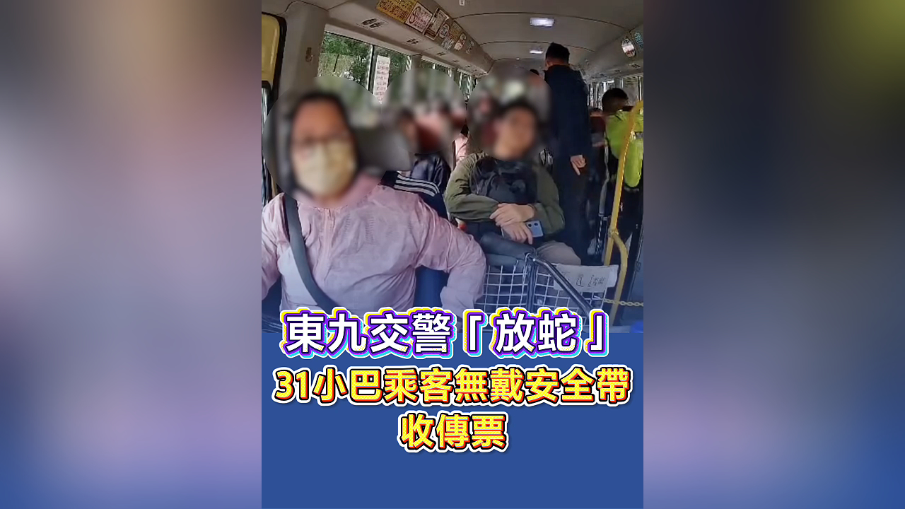有片丨東九交警「放蛇」 31小巴乘客無戴安全帶收傳票