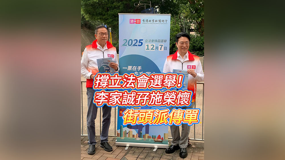 有片｜撐立法會選舉！李家誠孖施榮懷街頭派傳單