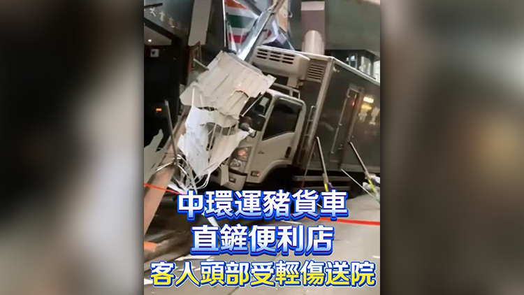 有片 | 中環運豬貨車直鏟便利店 客人頭部受輕傷送院