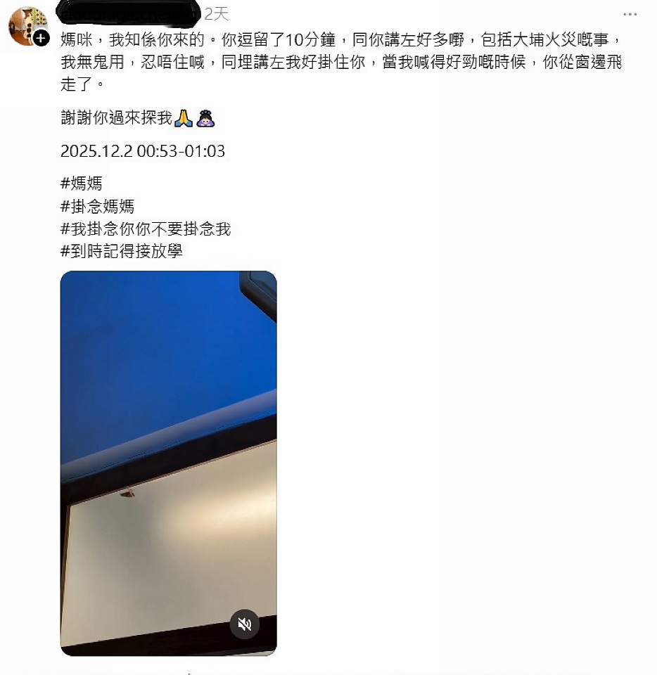 有片〡宏福苑大火：災民睹飛蛾起舞 憶亡母難忍淚痛泣